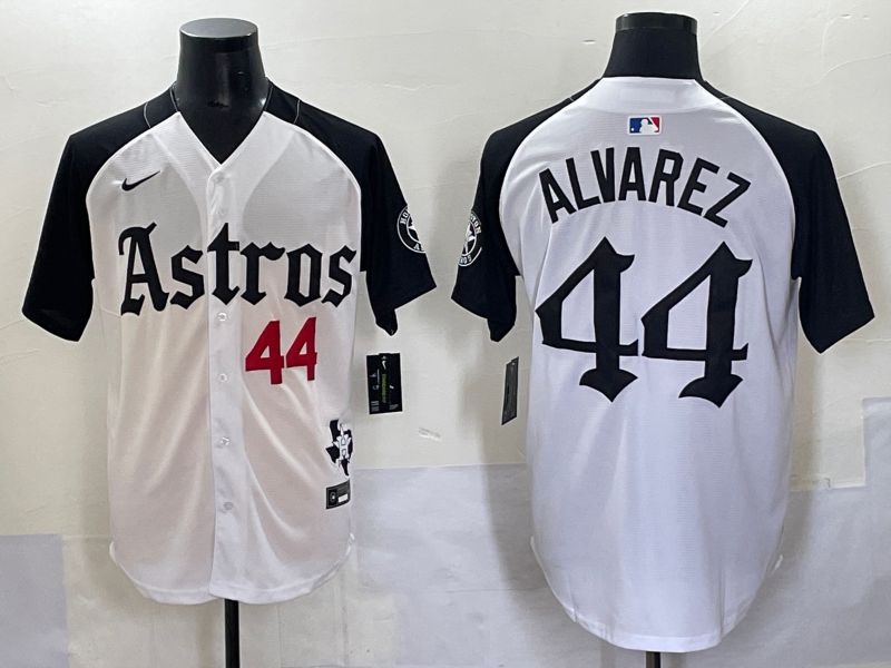Men 2025 Houston Astros #44 Alvarez White Black Five generations Joint Name Nike MLB Jersey style 2
